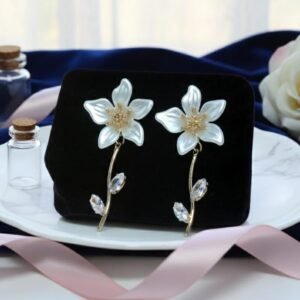 Floral Pearl Drop Earrings for Women