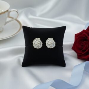 Floral Pearl Stud Earrings for Women