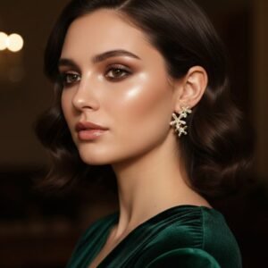 Floral Pearl Crystal Stud Earrings for Women