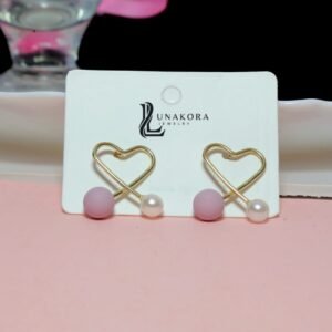 Heart Pearl Drop Earrings for Women