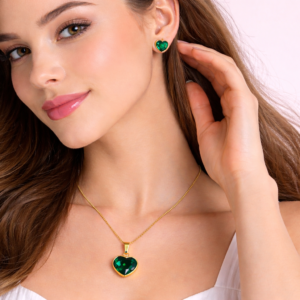 Emerald Heart Pendant Set