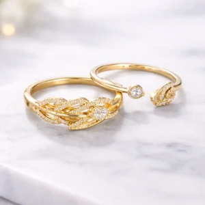 Elegant Gold-Plated Filigree Crystal Ring for Women