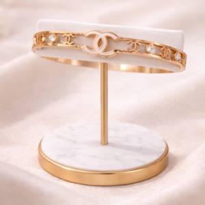 Premium Gold-Plated Openwork Bangle with Cubic Zirconia Accents