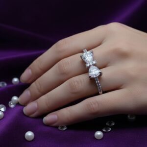 Elegant Double Heart Diamond Ring for Women